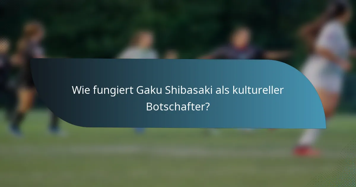 Wie fungiert Gaku Shibasaki als kultureller Botschafter?
