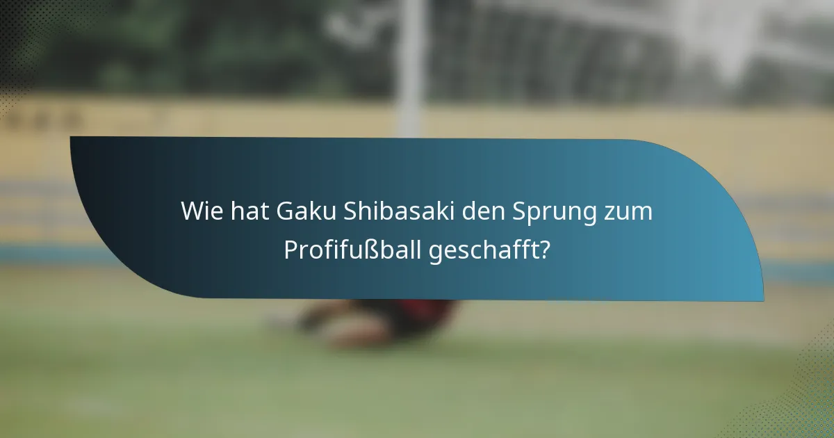 Wie hat Gaku Shibasaki den Sprung zum Profifußball geschafft?