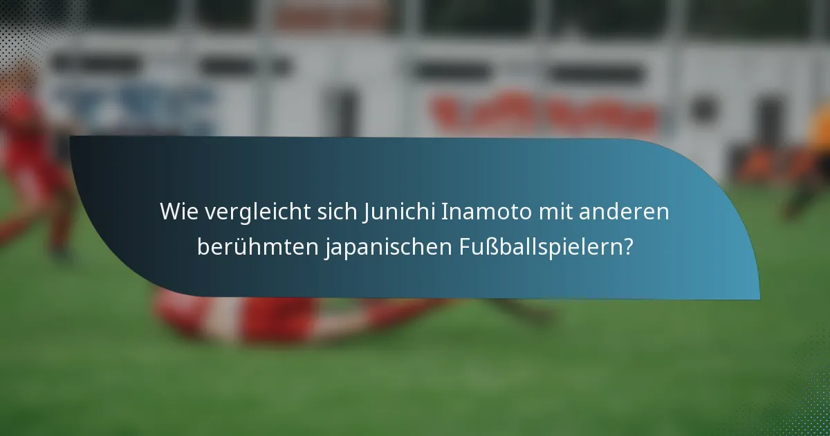Wie vergleicht sich Junichi Inamoto mit anderen berühmten japanischen Fußballspielern?